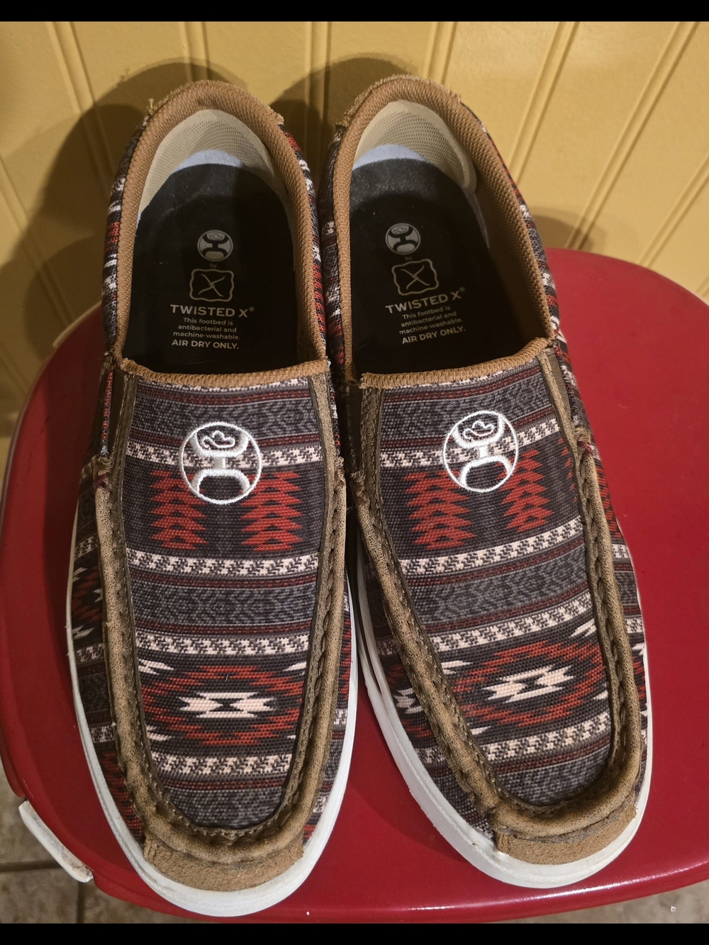 Twisted X Men’s Brown and Red Patterned Slip-On Loafers